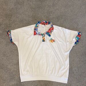 White floral collard shirt
